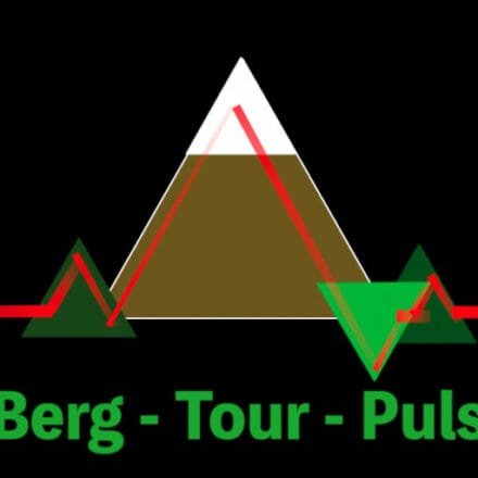 Bergtour Puls Logo mit Berg und Graph, Fokus auf Bergtouren und Natur.